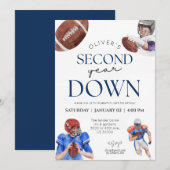 Voetbal thema jongen 2e verjaardag tweede jaar  kaart (Voorkant / Achterkant)