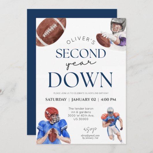 Voetbal thema jongen 2e verjaardag tweede jaar  kaart (Voorkant / Achterkant)