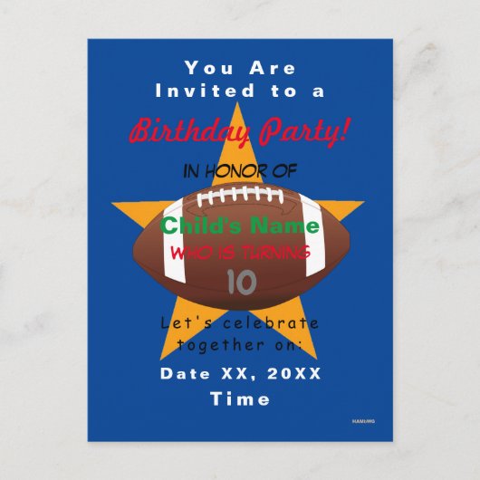 Voetbal Thema Jongens Uitnodiging HAMbyWG Postkaar (Voorkant)