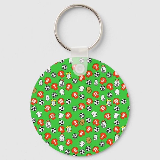 Voetbal Thema met Rode Shirts Sleutelhanger (Voorkant)