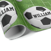 Voetbal Thema Naam toevoegen Verjaardag Giftwrap Cadeaupapier (Rol Hoek)
