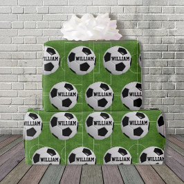 Voetbal Thema Naam toevoegen Verjaardag Giftwrap Cadeaupapier