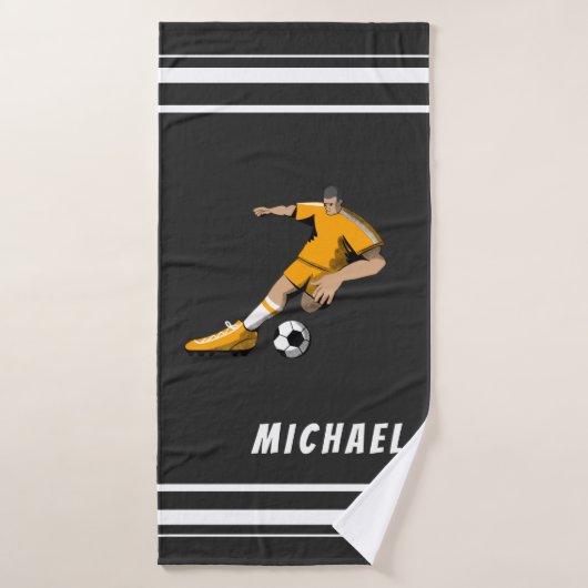 Voetbal Thema Speler Illustratie Sport Team Zwart Badhanddoek (Badhanddoek)
