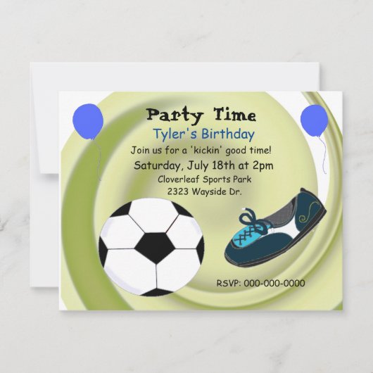 Voetbal Thema Verjaardagsfeest Uitnodiging (Voorkant)