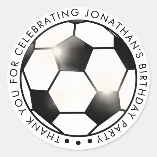 Voetbal thema verjaardagsfeestje dank u ronde sticker (Voorkant)