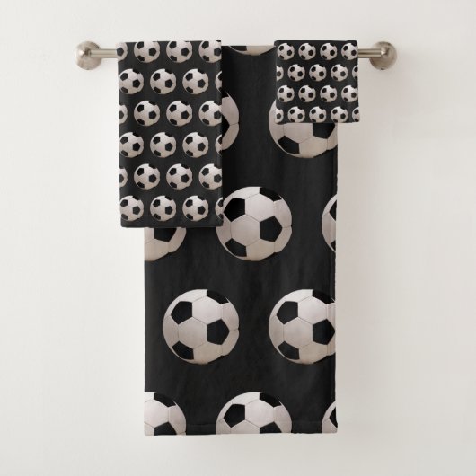Voetbal Thema Zwart Bad Handdoek (Insitu)