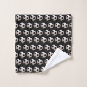 Voetbal Thema Zwart Bad Handdoek (Wasdoekje)