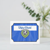 VOETBAL TICKET Bar Mitswa Dank Je Kaart Plat (Staand voorkant)