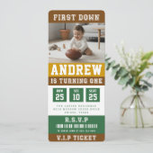 Voetbal Ticket First Down 1e Verjaardag Kinderen F Kaart (Staand voorkant)