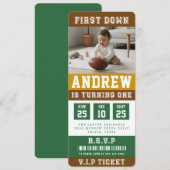 Voetbal Ticket First Down 1e Verjaardag Kinderen F Kaart (Voorkant / Achterkant)