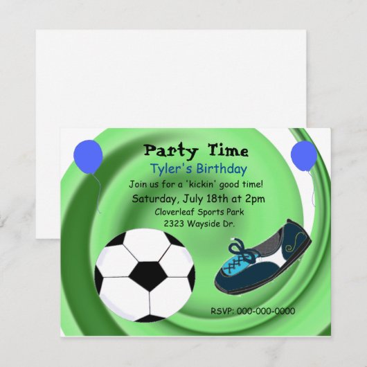 Voetbal Tijd Verjaardagsfeest Uitnodiging (Voorkant / Achterkant)