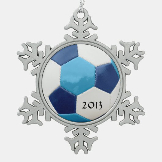 Voetbal Tin Sneeuwvlok Ornament (Voorkant)