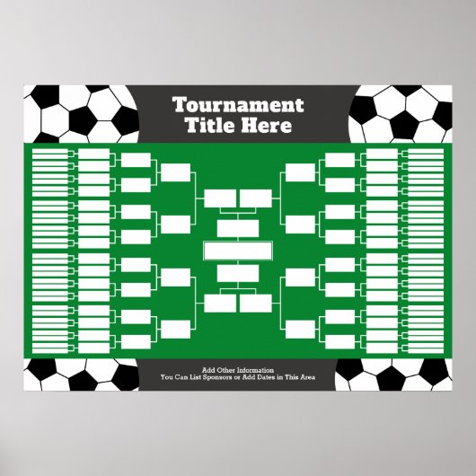 Voetbal Toernament Bracket - 64 ploegen Poster (Voorkant)