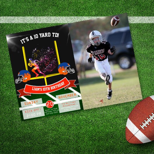 Voetbal Touchdown Foto Kinderverjaardag Kaart