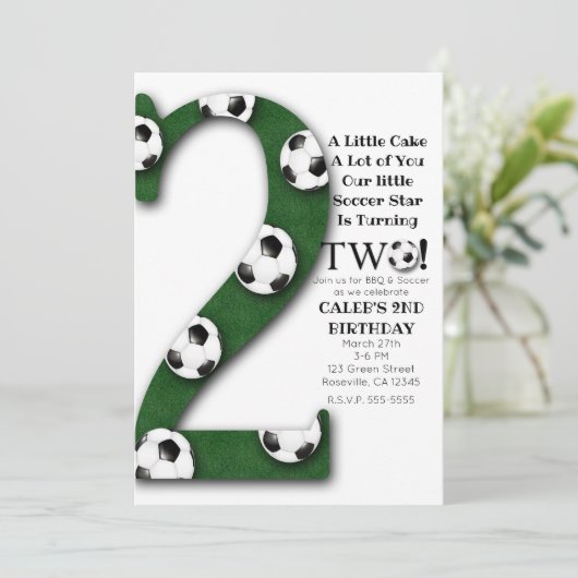Voetbal TWEE 2 2e verjaardag Kaart (Staand voorkant)