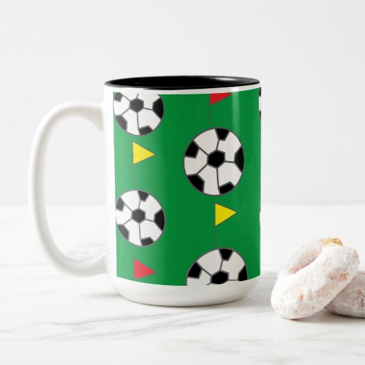 Voetbal Tweekleurige Koffiemok (Met donut)