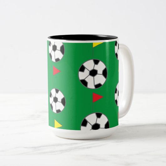 Voetbal Tweekleurige Koffiemok (Voorkant rechts)