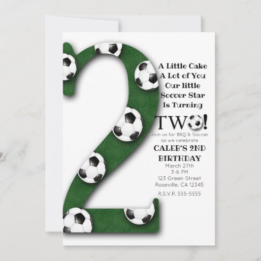 Voetbal TWO 2 2de Verjaardagsfeestje Kaart (Voorkant)