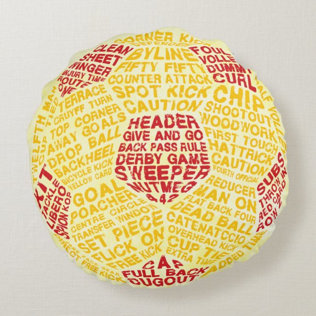 Voetbal Typografie Ronde Pillow Rond Kussen (Achterkant)
