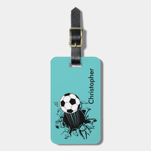 Voetbal uit Gepersonaliseerde Busting Bagagelabel (Voorkant verticaal)
