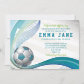 Voetbal uitnodigen in BLAUWGROEN Kaart (Voorkant)