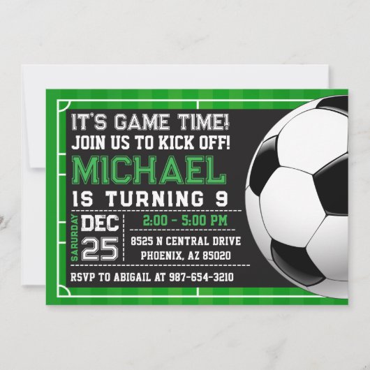 Voetbal uitnodiging, Voetbal Verjaardag uitnodigin Kaart (Voorkant)