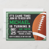 Voetbal uitnodiging, Voetbal verjaardagsuitnodigin Kaart (Voorkant)