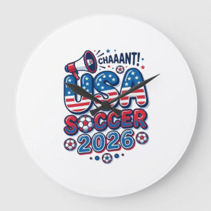 Voetbal USA 2026 Voetbal Vet Land Typografie Tra Grote Klok