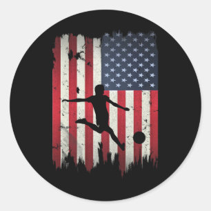 Voetbal Usa Amerikaanse Vlag 4 Juli Patriottisch S Ronde Sticker