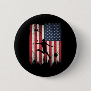 Voetbal USA Amerikaanse vlag 4 juli Patriottische Ronde Button 5,7 Cm