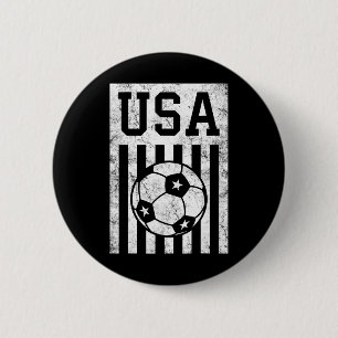 Voetbal Usa Amerikaanse Vlag Vrouwen Mannen Kinder Ronde Button 5,7 Cm
