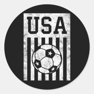 Voetbal Usa Amerikaanse Vlag Vrouwen Mannen Kinder Ronde Sticker
