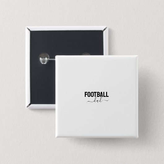 Voetbal vader modern script vierkante button 5,1 cm (Voorkant /achterkant)