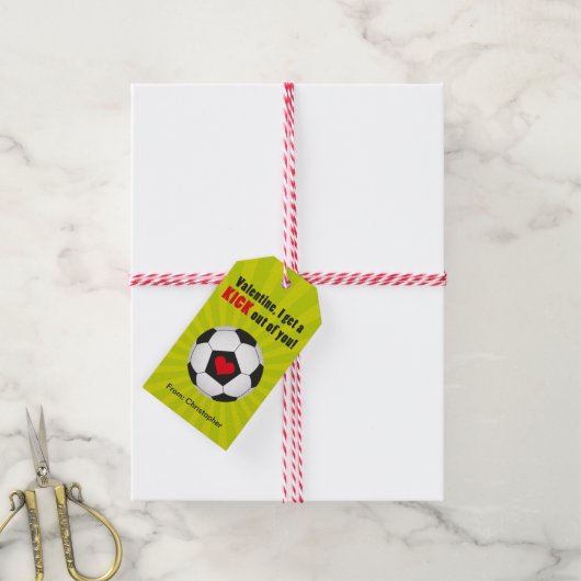 Voetbal Valentijn Gift Label voor kinderen Cadeaulabel (Met Touw)