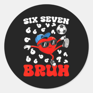 Voetbal Valentijn Grappig Zes Zeven 6 7 Hart Meme Ronde Sticker