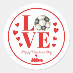 Voetbal Valentijn Sticker, LIEFDE Voetbal Ronde Sticker