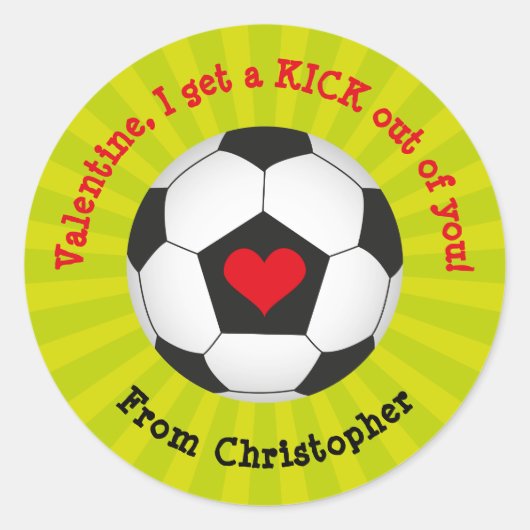 Voetbal Valentijnsdag Ronde Sticker voor kinderen (Voorkant)