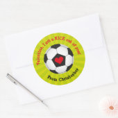 Voetbal Valentijnsdag Ronde Sticker voor kinderen (Envelop)