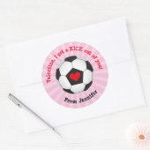 Voetbal Valentijnsdag Ronde Sticker voor meisjes (Envelop)