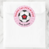 Voetbal Valentijnsdag Ronde Sticker voor meisjes (Tas)