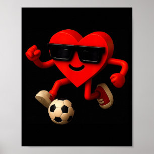 Voetbal Valentijnsdag Schattig Grappig Hart Jongen Poster