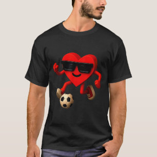 Voetbal Valentijnsdag Schattig Grappig Hart Jongen T-shirt