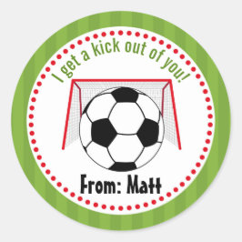 Voetbal Valentijnse school gepersonaliseerde naam Ronde Sticker