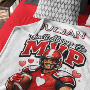 Voetbal Valentijnshart Liefde Atleet Sporten Fan Fleece Deken