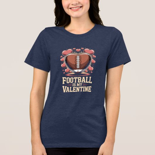 Voetbal Valentijnsshirt Ontwerp Tri-Blend Shirt (Voorkant)