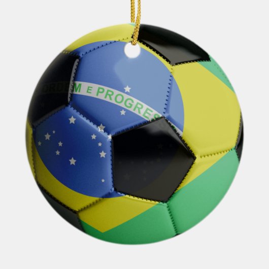 Voetbal van de Braziliaanse vlag Keramisch Ornament (Voorkant)
