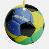 Voetbal van de Braziliaanse vlag Keramisch Ornament (Achterkant)