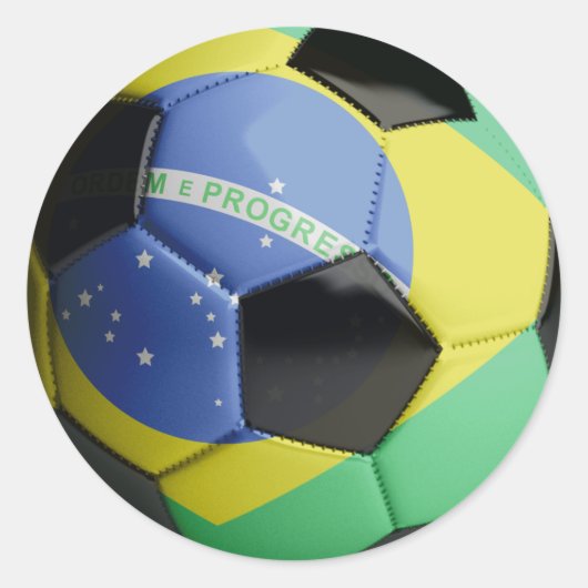 Voetbal van de Braziliaanse vlag Ronde Sticker (Voorkant)