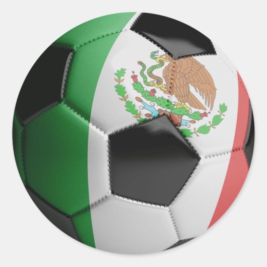 Voetbal van de Mexicaanse vlag Ronde Sticker (Voorkant)