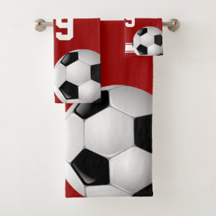 Voetbal van Rode en Witte Stripes Jersey Bad Handdoek